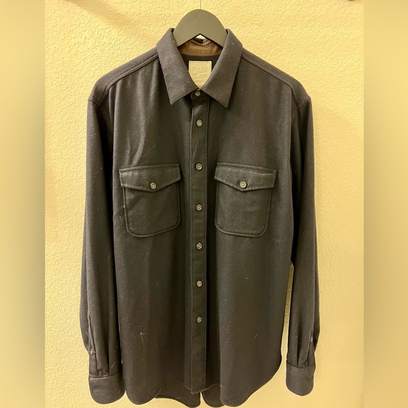 Billy Reid Wool Overshirt in Navy - Picture 1 of 5